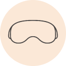Line illustration of a Sleep Hood covering the eyes and enclosing the head
