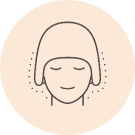 Line illustration of a Sleep Hood wrapping around the head and cheeks
