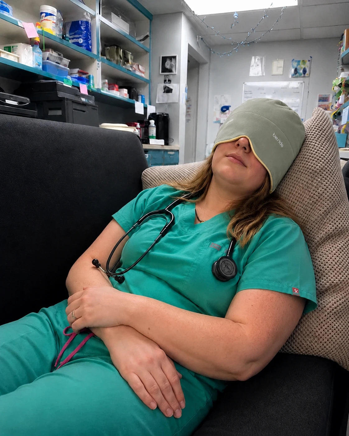 Nightshift worker resting in a Sleep Hood